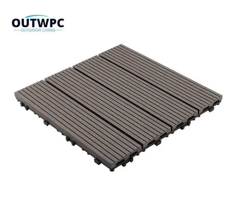 interlocking composite deck tiles